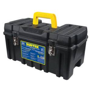 Caja portaherramientas plástica con broches metálicos color negro 21" x 10" x 10" Surtek