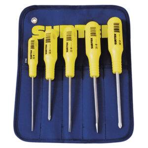 D400A Juego de destornilladores con mango amarillo combinados, 5 piezas en estuche Surtek