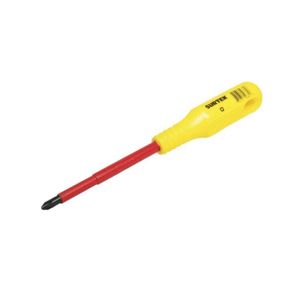 D401V Destornillador con mango amarillo dieléctrico, punta phillips 1000 V #1 x 3" Surtek