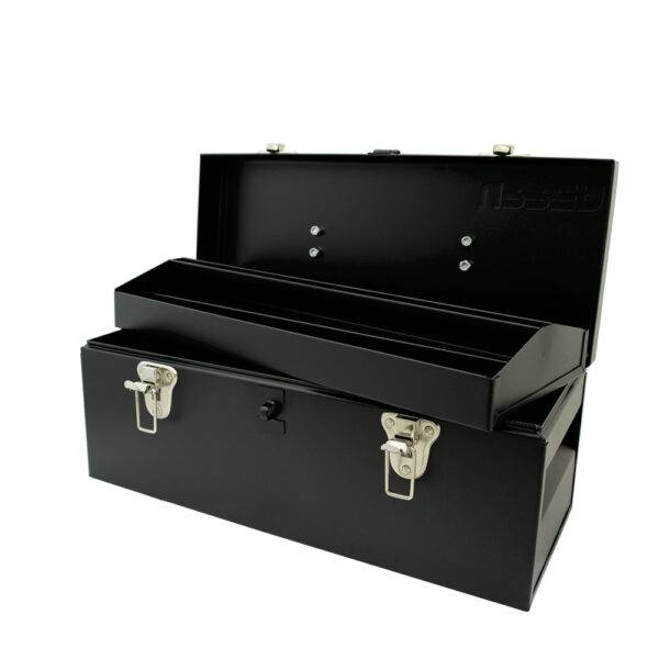 D4C20 Caja portaherramientas metálica con asa metálica color negro 17" x 7" x 7" Urrea
