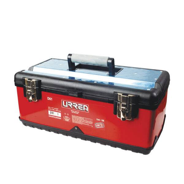 D61 Caja portaherramientas metálica-plástica color rojo/negro 20" x 11" x 8" Urrea