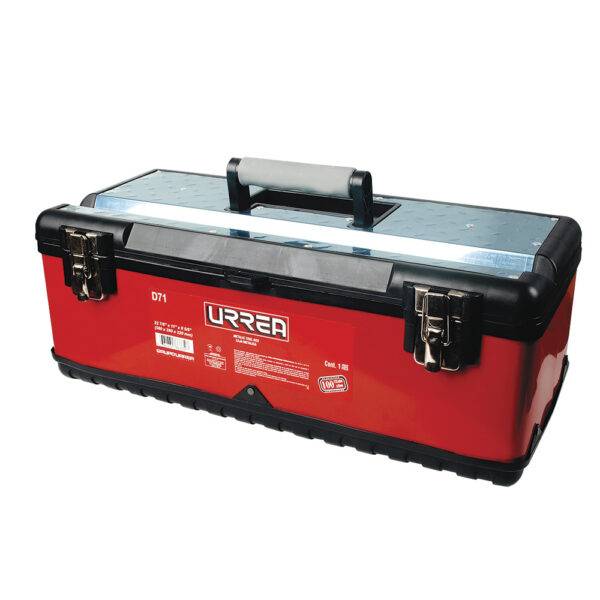 D71 Caja portaherramientas metálica-plástica color rojo/negro 23" x 11" x 8" Urrea