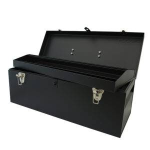 Caja portaherramientas metálica con asa metálica color negro 24" x 9" x 9" Urrea