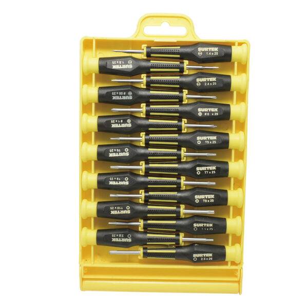 DJY03 Juego de destornilladores de precisión combinados, 15 piezas en estuche plastico Surtek