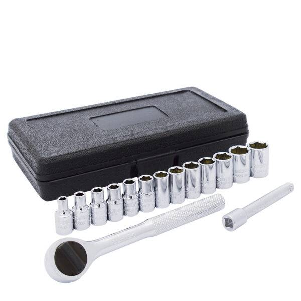 F4400 Juego de dados y accesorios cuadro de 1/4" combinado, 15 piezas Surtek