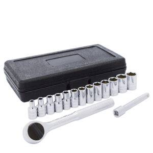 F4400M Juego de dados y accesorios cuadro de 1/4" combinado, 15 piezas Surtek