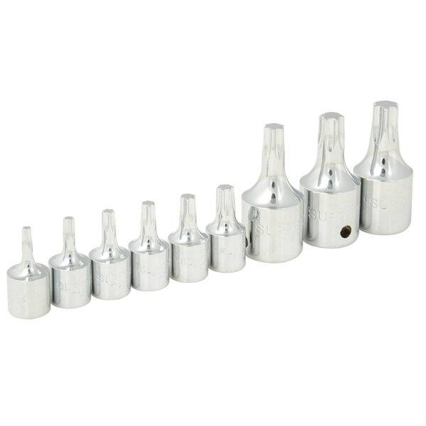 F4451T Juego de dados con punta torx cuadro de 1/4" y 3/8", 9 piezas Surtek