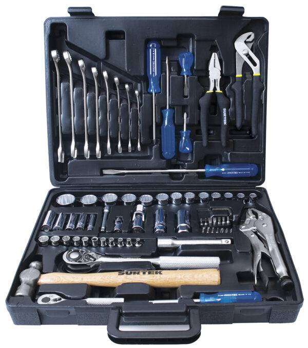 F4458A Juego combinado de herramienta 70 piezas, estuche plástico Surtek
