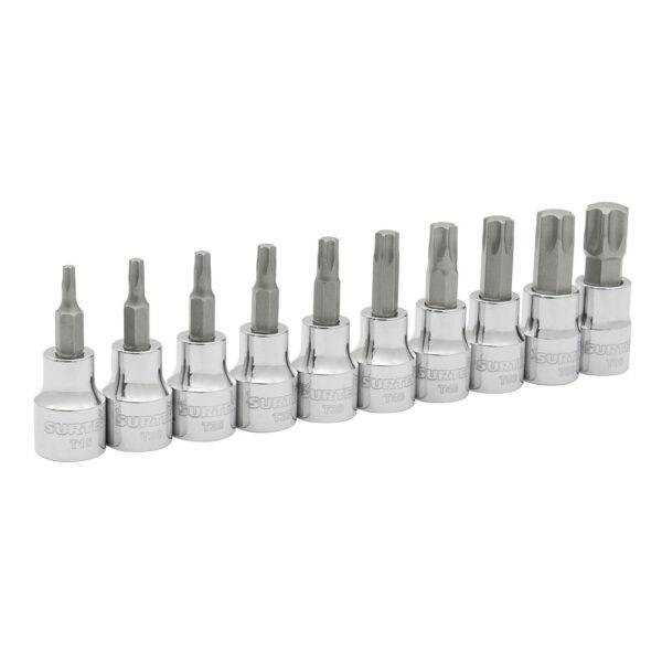 F5100T Juego de dados con punta torx cuadro de 3/8", 10 piezas Surtek