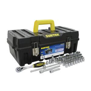 F5101C Juego de dados y accesorios cuadro de 3/8" combinado, 38 piezas Surtek
