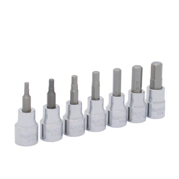 Juego de dados punta hexagonal cuadro de 3/8", en pulgadas, 7 piezas Surtek