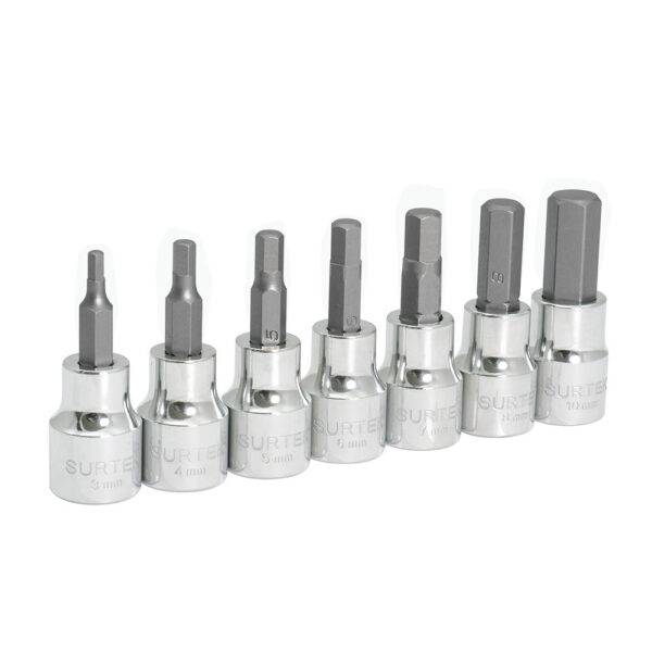 F51H00M Juego de dados punta hexagonal cuadro de 3/8", métricos, 7 piezas Surtek
