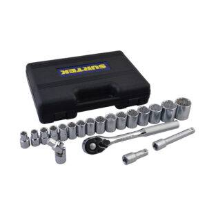 Juego de dados y accesorios cuadro de 1/2" métrico, 20 piezas Surtek