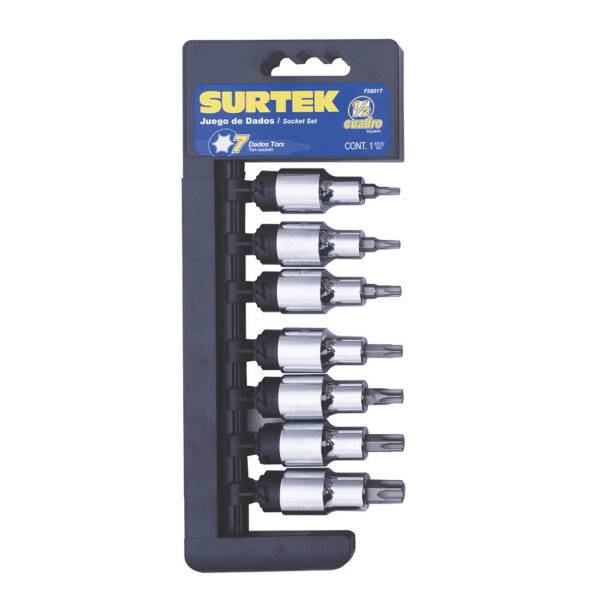 F5801T Juego de dados con punta torx cuadro de 1/2", 7 piezas Surtek