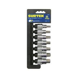 F58H01 Juego de dados con punta hexagonal cuadro de 1/2", en pulgadas, 7 piezas Surtek