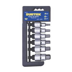 F58H01M Juego de dados con punta hexagonal cuadro de 1/2", métricos, 6 piezas Surtek