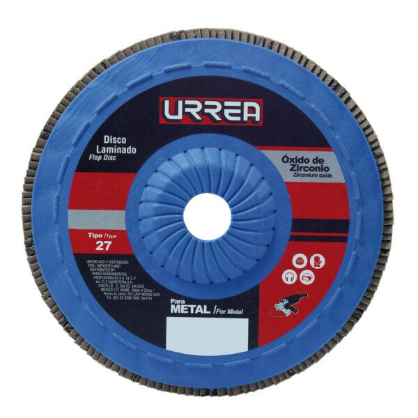 Disco laminado tipo 27 grano 40 con respaldo plástico, 7" Urrea