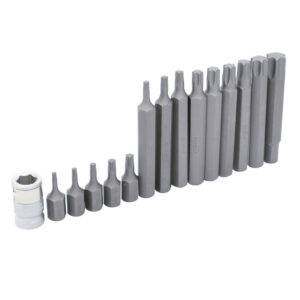 Juego de puntas torx cortas y largas hexágono de 3/8" con adaptador, 15 piezas en blíster Urrea