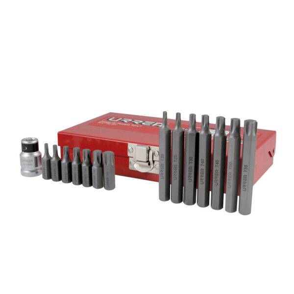 J2315 Juego de puntas Torx hexágono de 3/8" con adaptador, 15 piezas en caja metalica Urrea
