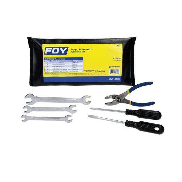 Juego combinado de herramienta automotriz 6 piezas, con estuche plástico Foy