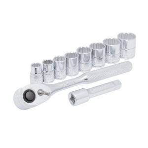 JBUA02M Juego de dados y accesorios cuadro de 3/8" métrico, 10 piezas Urrea