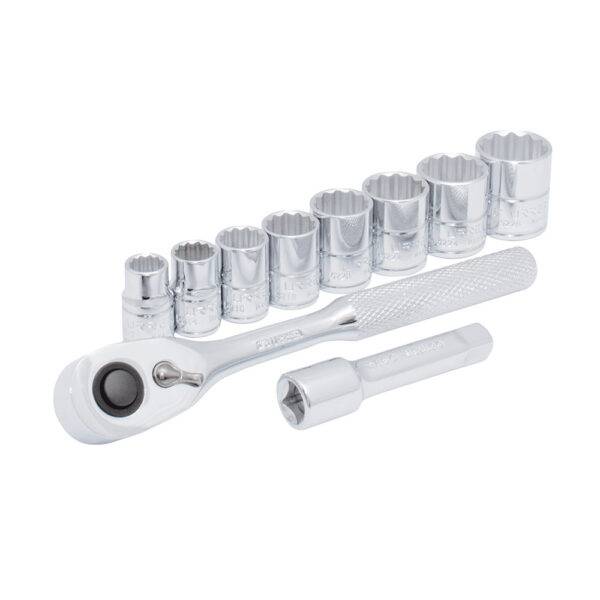 Juego de dados y accesorios cuadro de 3/8" en pulgadas, 10 piezas Urrea