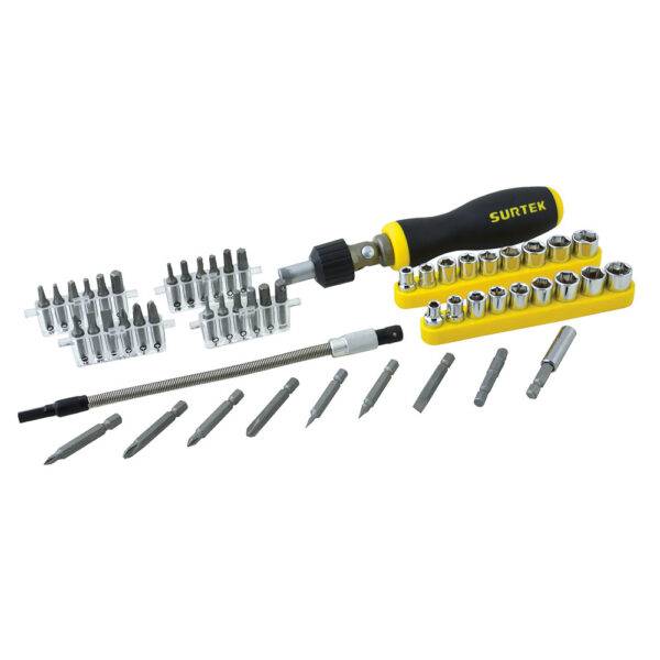 JDAP53 Juego de puntas y accesorios hexágono de 1/4", 53 piezas en caja plástica Surtek