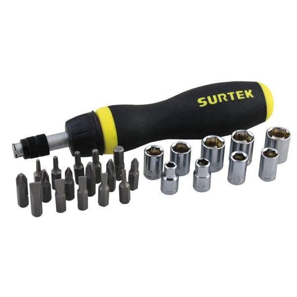 Juego de puntas y accesorios hexágono de 1/4", 26 piezas en blíster Surtek