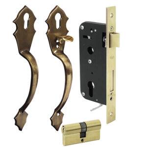 L119QLA Conjunto Classic función doble, latón antiguo, llave de puntos Lock