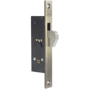 L2101 Cerrojo para embutir de gancho, latón antiguo, llave tetra, en caja Lock
