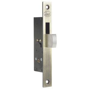 L2102 Cerrojo para embutir de paleta, latón antiguo, llave tetra, en caja Lock