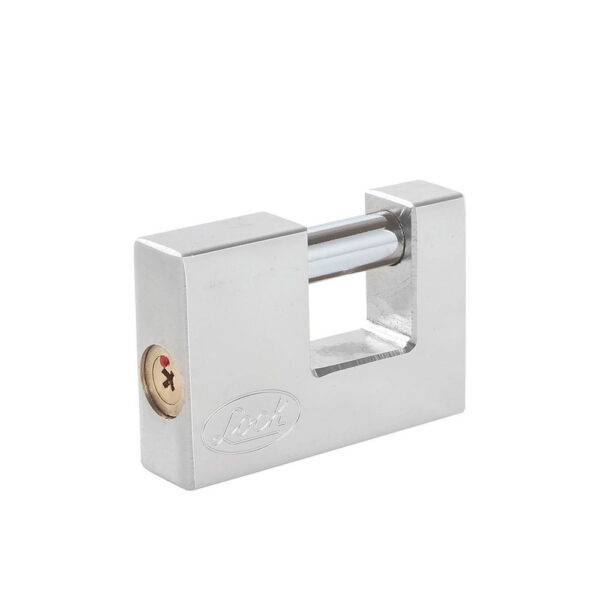 L22C70TCSB Candado de acero para cortina metálica 70 mm, cromo satinado, llave tetra Lock