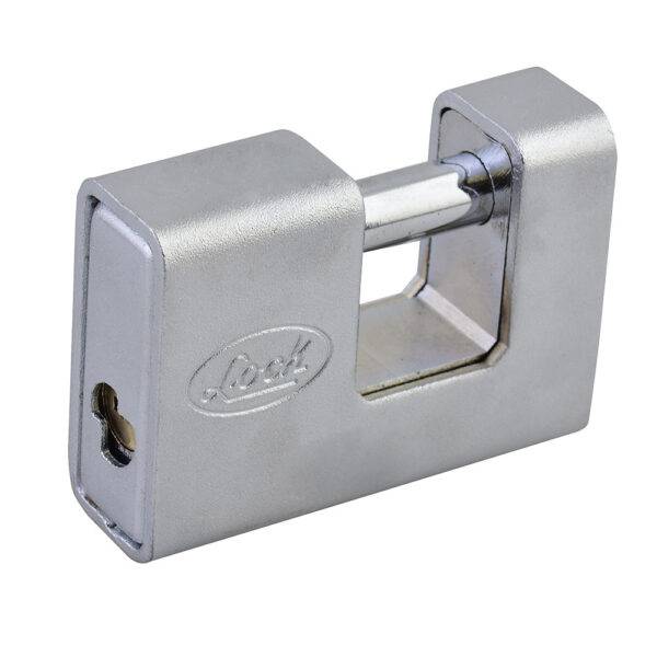L22C80QCBB Candado de acero para cortina metálica 80 mm, niquel satinado, llave de puntos Lock