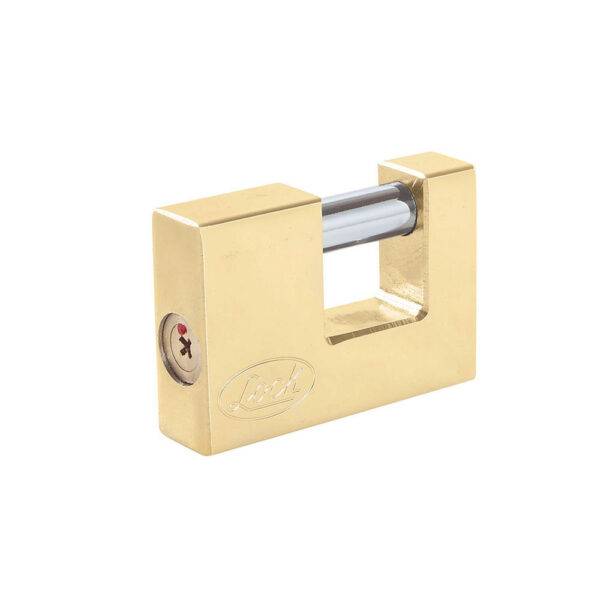 L22C80TLBB Candado de acero para cortina metálica 80 mm, latón brillante, llave tetra Lock