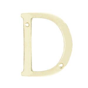 L701DLB Letra D slim 4" latón brillante Lock
