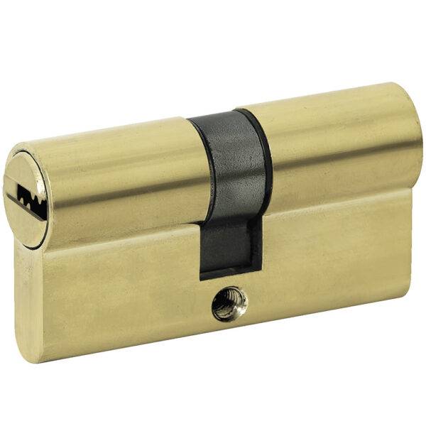 LC60QLB Cilindro europeo 60 mm función doble, latón brillante, llave de puntos, en caja Lock