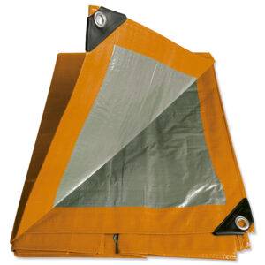 LE12X16N Lona de polietileno color naranja con fondo plata, 3.65 x 4.87 m Foy