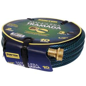 Manguera para jardín tramada verde con conector metálico 1/2", 10 m Surtek