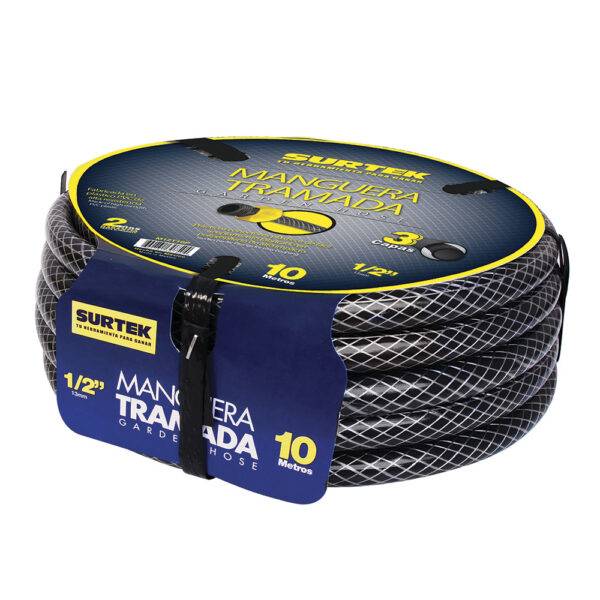 M12T15P Manguera para jardín tramada gris con conector plásticos 1/2", 15 m Surtek