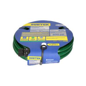 M12T6 Manguera para jardín tramada verde con conector plástico 1/2", 6 m Surtek
