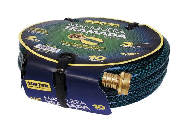 Manguera para jardín tramada verde con conector metálico 3/4", 25 m Surtek