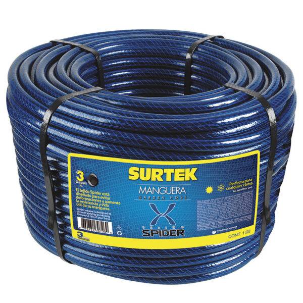 Manguera para jardín tejido spider en rollo 5/8", 100 m Surtek