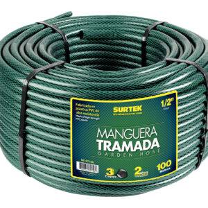 Manguera para jardín tramada verde en rollo 5/8", 100 m Surtek
