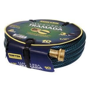 Manguera para jardín tramada verde con conector metálico 5/8", 25 m Surtek