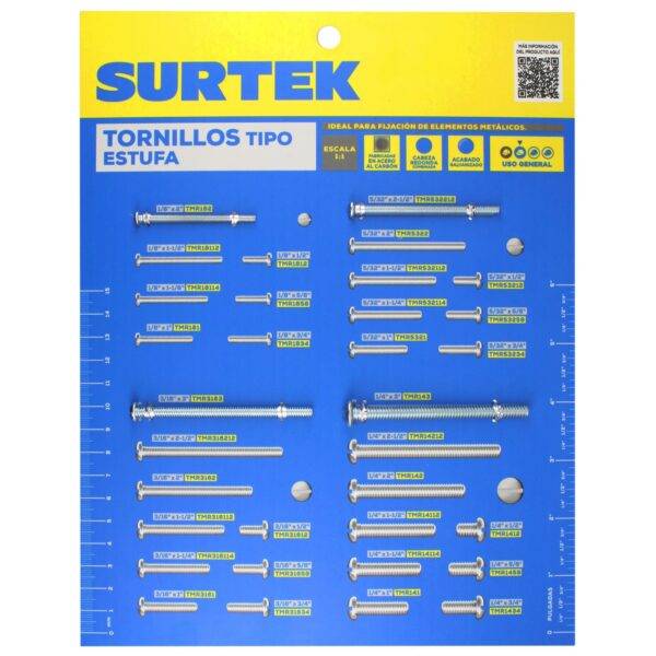MUET14 Muestrario de tornillos tipo estufa Surtek