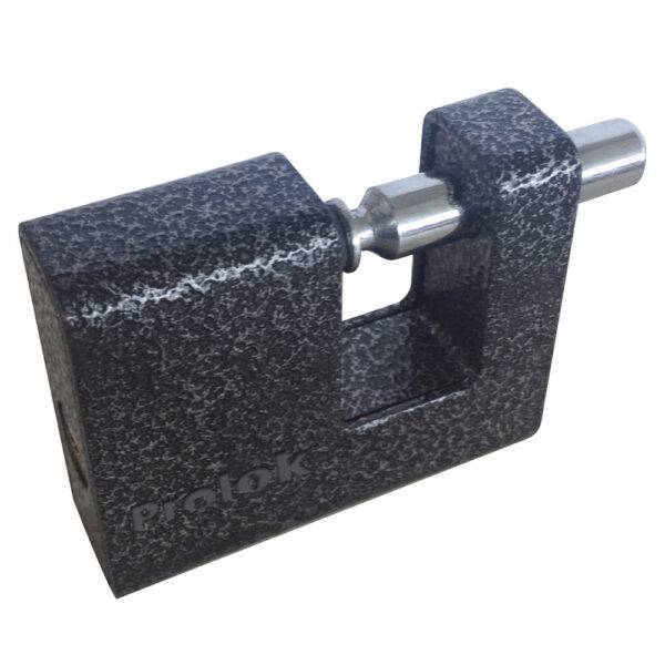 P19C70-P19C80 Marcado Candado de hierro para cortina metálica 80 mm, negro, llave estándar Prolok