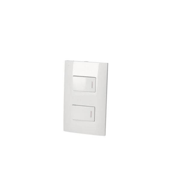 P429B Placa 2 Interruptor 1/3, línea Americana, color blanco Surtek