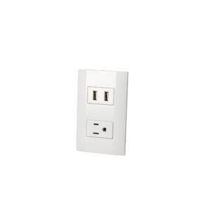 P432B Placa 1 contacto 1 USB doble 1/3, línea Americana, color blanco Surtek