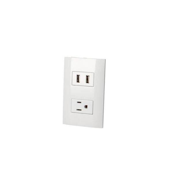 P432B Placa 1 contacto 1 USB doble 1/3, línea Americana, color blanco Surtek