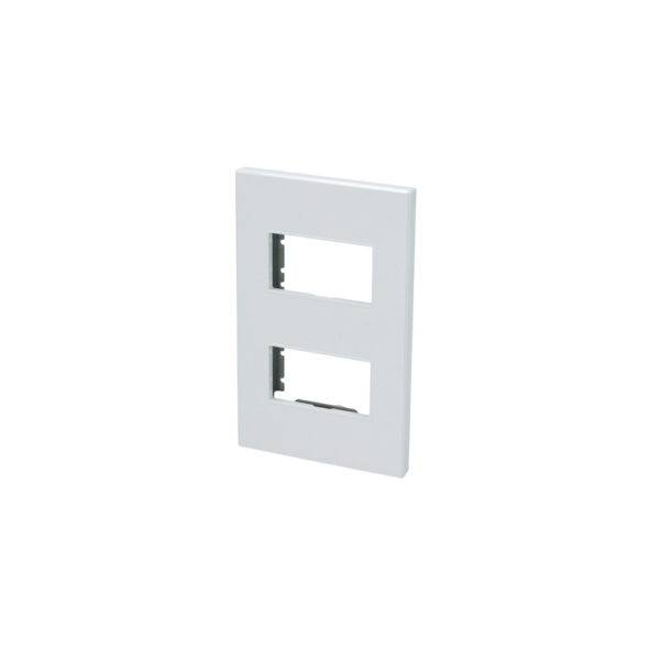 Placa 2 módulos 1/3, línea Premium, color blanco Surtek